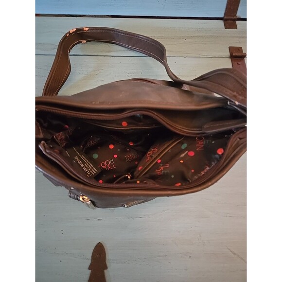 NWOT TYLER RODAN Chocolate Brown Purse, Black and Gold Detail Satchel Preowned - Picture 5 of 11